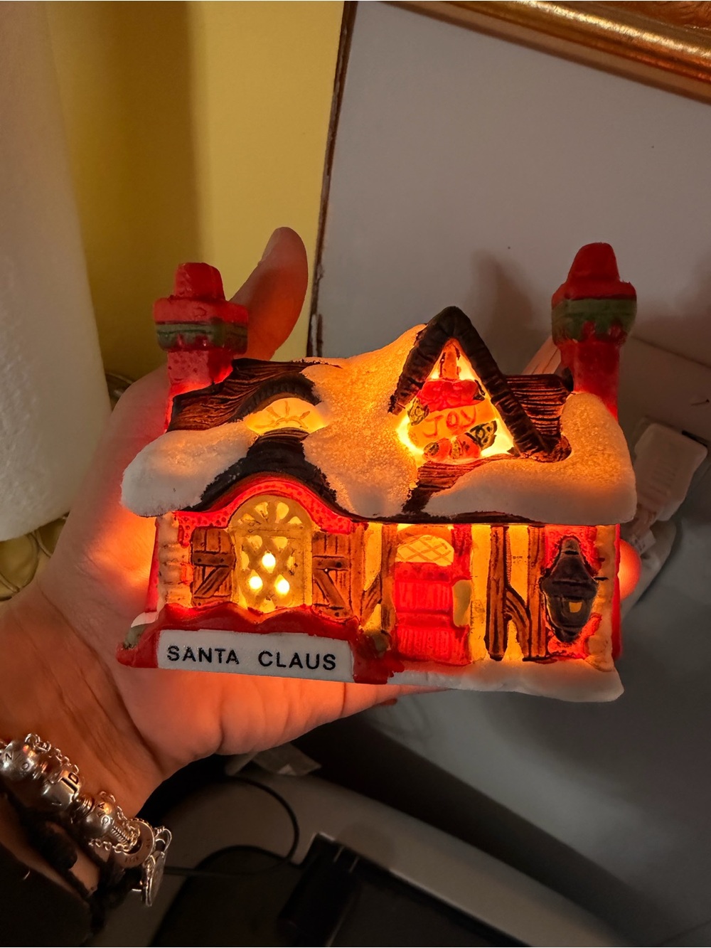 Santa Claus Light-Up Holiday House Figurine - Red and White